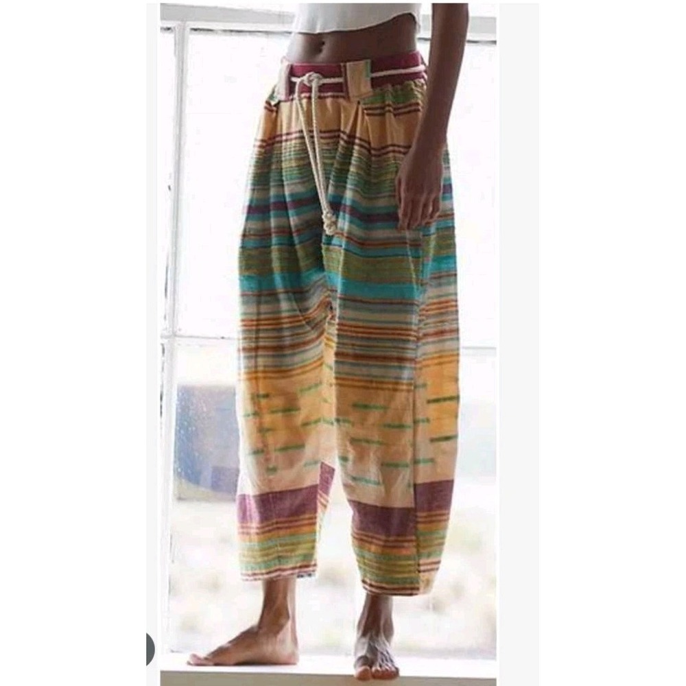 Out From Under Harem Pants Women Small Multicolor Gauze Bohemian Hippie Festival